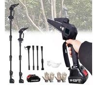 2-in-1 Cordless Pole Saw & Mini Chainsaw, Light-Weight Handheld Garden Chainsaw with 18cm Chain, Extendable Rod Pole Saw Long Reach, Telescopic Pruner for Tree Pruning, Cutting 1.3m Telescopic Pruner