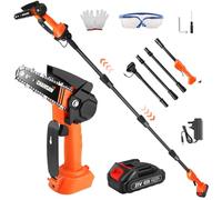 2-in-1 Cordless Pole Saw & Mini Chainsaw with 1.5Ah Battery, 21V Telescopic 6“ Electric Pole Chainsaw with Extension Rod Up to 2.3m, Reach Pole Saw for Tree Branch Trimming Branch (A)