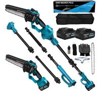 2-in-1 Cordless Pole Saw & Mini Chainsaw with Battery, Handheld Electric Pole Chain Saws f21V 2 * 4000mAh Batteries, 6 inch Telescopic Long Reach Pole Chainsaw for Makita 18V Tree Cutter Tools