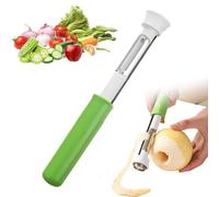 2-in-1 Corer Remover and Apple Peeler - New Stainless Steel Fruit Corer Tool for Bell Peppers, Apples, Pears (Green)