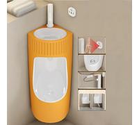 2-in-1 Corner Wall Mounted Urinal with Sink & Sensor Flush, Commercial & Home Urinals for Men, Ceramic Male Urinal with Pull Out Faucet, Dual Drainage Design(Yellow)