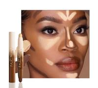 2-in-1 Cream Contouring & Highlighting Stick, Neutral Bronzing, Double-Ended Sculpting, Long-Lasting, Waterproof, Smudge-Proof, Suitable for Face and Body