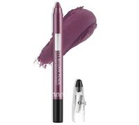 2-in-1 Creamy Eyeshadow & Eyeliner Stick with Sharpener, Burgundy Eyeliner, Waterproof Shimmer Eye Pencil for Long-Lasting Non-Smudge Glitter Eye Looks, Travel-Friendly Design, FOG PURPLE