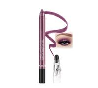 2-in-1 Creamy Eyeshadow & Eyeliner Stick with Sharpener, Shimmer Eye Pencil Waterproof Purple Metallic Eyeshadow for Long-Lasting Non-Smudge Glitter Eye Looks, Travel-Friendly Design