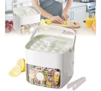 2-in-1 Cube Maker Large,48 Ice Cubes Double-Deck Portable Plastic Ice Cubes Trays for Freezer, Easy Press Ice Maker Machine Counter Top Tray Storage Box,for Drinks,Cocktails,Parties (White)