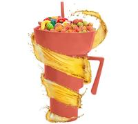 2 In 1 Cup Bowl Combo,Snack And Drink Cup With Straw,Leakproof Travel Cups,Stadium Tumbler With Snack Bowl,Reusable Multifunction Cups For Adults Kids,Beverage Food Container For Travel Milk Tea Juice