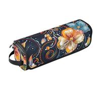 2-in-1 Curling Iron Travel Case and Heat Resistant Mat Double-Layer Travel Carrying Case for Flat Irons, Straighteners, Curling Irons, Tropical Wind of Bright Flowers Travel Bag for Hair Tools