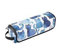 2-in-1 Curling Iron Travel Case and Heat Resistant Mat Dustproof Travel Hair Straightener Bag for Flat Irons, Straighteners, Curling Irons, Sweet Russian Bluecats White
