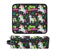 2-in-1 Curling Iron Travel Case and Heat Resistant Mat Heating Tools Travel Bag Organizer for Hot Tools Curling Iron Flat Irons Hair Volumizer Styler Merry Christmas White unicorns Portable