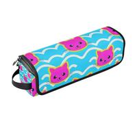 2-in-1 Curling Iron Travel Case and Heat Resistant Mat Large Capacity Hair Straighteners Organizer for Hot Tools Curling Iron Flat Irons Hair Volumizer Styler,Wave Pattern Cartoon Cat, wave pattern