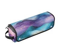 2-in-1 Curling Iron Travel Case and Heat Resistant Mat Large Capacity Hair Tool Organizer for Curling Iron Straightener Flat Hair Dryer, Pink Teal Purple Wave Fluid Art Style Trave Case for