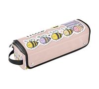 2-in-1 Curling Iron Travel Case and Heat Resistant Mat Large Capacity Hair Tool Organizer for Flat Irons, Straighteners, Curling Irons, Cute Bees Hello Portable Organizer