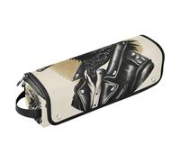 2-in-1 Curling Iron Travel Case and Heat Resistant Mat Large Capacity Hair Tool Organizer for Flat Irons, Straighteners, Curling Irons, Crow Cool Vintage Portable Organizer