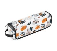 2-in-1 Curling Iron Travel Case and Heat Resistant Mat Large Capacity Hair Tool Organizer for Hot Tools Curling Iron Flat Irons Hair Volumizer Styler, Happy Halloween Ghosts Gold Pumpkins