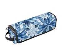 2-in-1 Curling Iron Travel Case and Heat Resistant Mat Large Hair Straigheners Travel Case for Hot Tools Curling Iron Flat Irons Hair Volumizer Styler, Leaf Flower Patterns Blue Gray Tones