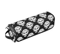 2-in-1 Curling Iron Travel Case and Heat Resistant Mat Portable Travel Carrying Case for Flat Iron Hot Tools and Haircare Accessories, Happy Halloween Skulls Black Trave Case for Women