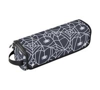 2-in-1 Curling Iron Travel Case and Heat Resistant Mat Waterproof Portable Open Flat Travel Bag for Hot Tools Curling Iron Flat Irons Hair Volumizer Styler, Happy Halloween Doodle Travel
