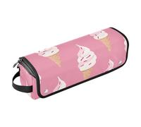 2-in-1 Curling Iron Travel Case and Heat Resistant Mat with Zipper Large Capacity Hair Straighteners Organizer for Hot Tools Curling Iron Flat Irons Hair Volumizer Styler, Yummy Ice Cream Peach