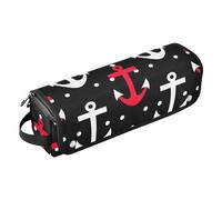 2-in-1 Curling Iron Travel Case and Heat Resistant Mat with Zipper Large Capacity Hair Tool Organizer for Flat Iron Hot Tools and Haircare Accessories, Polka Dot Black White Red Ocean