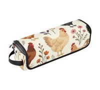 2-in-1 Curling Iron Travel Case with Heat Resistant Mat Chicken Wildflower Chicken Lover Waterproof Hair Tools Travel Organizer for Flat Irons Straighteners Curling Irons Essentials for