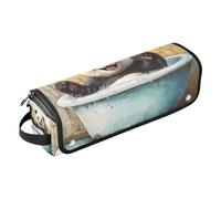 2-in-1 Curling Iron Travel Case with Heat Resistant Mat Dustproof Travel Hair Straightener Bag for Hot Tools Curling Iron Flat Irons Hair Volumizer Styler, Cute Panda Retro Bathtub