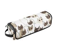2-in-1 Curling Iron Travel Case, with Heat Resistant Mat, Hair Tools Organizer Storage Bag for Flat Irons, Straighteners, Curling Irons, Cartoon Siamese Cats White, Portable Travels Essentials