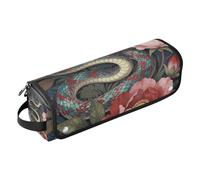 2-in-1 Curling Iron Travel Case with Heat Resistant Mat Large Capacity Hair Tool Organizer for Flat Irons, Straighteners, Curling Irons,Exotic Floral Snake Pattern Travel Bag for Women