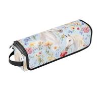 2-in-1 Curling Iron Travel Case with Heat Resistant Mat Portable Travel Carrying Case for Flat Iron Hot Tools and Haircare Accessories, Flowers Horses Beautiful Travel Bag for Women