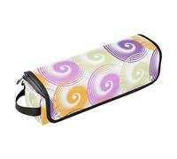 2-in-1 Curling Iron Travel Case with Heat Resistant Pad Double-Layer Travel Carrying Case for Curling Iron Straightener Flat Hair Dryer, Spiral Swirls Purple Cute Yellow Travel Accessory