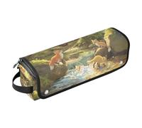 2-in-1 Curling Iron Travel Case with Heat Resistant Pad Double-Layer Travel Carrying Case for Flat Irons Straighteners Curling Irons River Fox Playing Bag for Women