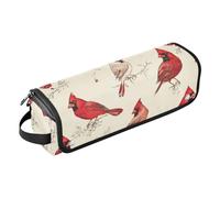 2-in-1 Curling Iron Travel Case with Heat Resistant Pad Dustproof Travel Hair Straightener Bag for Hot Tools Curling Iron Flat Irons Hair Volumizer Styler, Art Northern Birds Beige