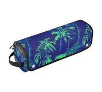 2-in-1 Curling Iron Travel Case with Heat Resistant Pad Large Capacity Hair Straighteners Organizer for Straigheners, Curling Iron, Hair Dryer, Neon Green Palm Trees Portable Travel