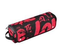 2-in-1 Curling Iron Travel Case with Heat Resistant Pad Large Capacity Hair Straighteners Organizer for Hot Tools Curling Iron Flat Irons Hair Volumizer Styler, Valentine Love Doodle Travel