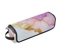 2-in-1 Curling Iron Travel Case with Heat Resistant Pad Large Hair Straigheners Travel Case for Straigheners, Curling Iron, Hair Dryer, Marble White Pink Trendy