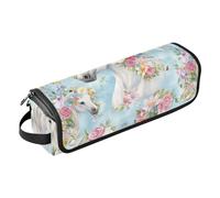 2-in-1 Curling Iron Travel Case with Heat Resistant Pad Portable Hair Styling Tool Organizer for Flat Irons, Straighteners, Curling Irons, Flowers Horses Portable Organizer