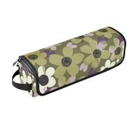 2-in-1 Curling Iron Travel Case with Heat Resistant Pad Portable Hair Styling Tool Organizer for Hot Tools Curling Iron Flat Irons Hair Volumizer Styler, White and Dark Green Flower Travel