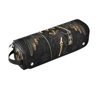 2-in-1 Curling Iron Travel Case with Iron Mat Death Grim Reaper Scary Halloween Large Capacity Hair Tool Organizer for Flat Irons, Straighteners, Curling Irons Trave Case for Women