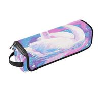 2-in-1 Curling Iron Travel Case with Iron Mat Heating Tools Travel Bag Organizer for Curling Iron Straightener Flat Hair Dryer, Colorful Purple Dreamy Swan Travel Bag for Women