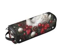 2-in-1 Curling Iron Travel Case with Iron Mat Heating Tools Travel Bag Organizer for Curling Iron Straightener Flat Hair Dryer, Christmas Red Swan White Travel Bag for Women