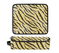 2-in-1 Curling Iron Travel Case with Iron Mat Heating Tools Travel Bag Organizer for Hot Tools Curling Flat Irons Hair Volumizer Styler Tigers Fur Print Black and Yellow Trave Case for Women