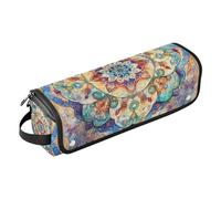 2-in-1 Curling Iron Travel Case with Removable Heat Resistant Mat Heating Tools Travel Bag Organizer for Hot Tools Curling Iron Flat Irons Hair Volumizer Styler, Bohemian Pattern Boho Vintage Mandala