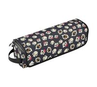 2-in-1 Curling Iron Travel Case with Removable Heat Resistant Mat Large Capacity Hair Straighteners Organizer for Straigheners, Curling Iron, Hair Dryer, Happy Halloween Funny Skulls Black