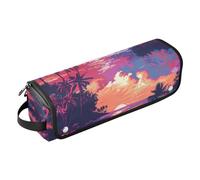 2-in-1 Curling Iron Travel Case with Removable Heat Resistant Mat Waterproof Portable Open Flat Travel Bag for Straigheners, Curling Iron, Hair Dryer, Tropical Hawaiian Beach Travel Bag for