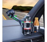 2-in-1 Customizable Car Cup Holder with 3.5 Heavy-duty Suction Cup 360° Rotating Foldable Drink Mount for Cars Trucks Vans - Abs Anti-shake Des (Green)