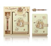 2 in 1 Cute Capybara Theme Stationery Gift Box Set Includes 1 Pcs A6 Cartoon Animal Capybara Notebook Journal Memo Pads Notepad Diary and Pen Gift for Birthday Kids Office School Supplies (Donut)