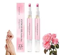 2-in-1 Cuticle Pusher & Oil Pen, Cuticle Pusher Pen 2.0, Upgraded Cuticles Pushers Pens with Oil, Gentle Exfoliation, Moisturizing and Strengthening Nails (2Pcs,Pink)