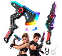 2-in-1 Deformable Mechanical Sword Axe, Axe Toys with LED Sound Effects | One-touch Switching Between dual Modes, 7 Color Change LED Light-up Blades, Immersive Mist Spray Effect, Durable Material