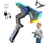 2-in-1 Deformable Mechanical Sword Axe,Light Up Spray Sword Toy with LED Sound Effects,Dual Fake Axe Transforming Science Fiction Toy,Holiday Parties & Pretend Battle Play for Kids (A)