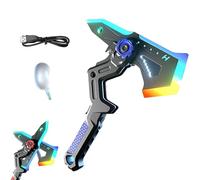 2-in-1 Deformable Mechanical Sword Axe with Colorful LED & Spray Mist Sound Effects Transformable Light Up Axe Sword Toy Creative Cosplay Prop for Boys (Blue)