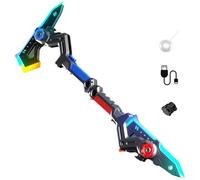 2-in-1 Deformable Mechanical Sword Axe with LED & Sound Effects, Dual Fake Axe Transforming Science Fiction Toy with Vibration Sound Effect, Rechargeable Fake AxeToy with 7Color Change LED Light (C)